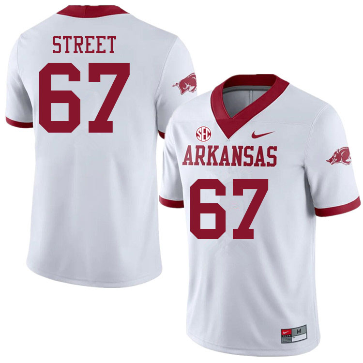 Men #67 Josh Street Arkansas Razorbacks College Football Jerseys Sale-Alternate White - Click Image to Close